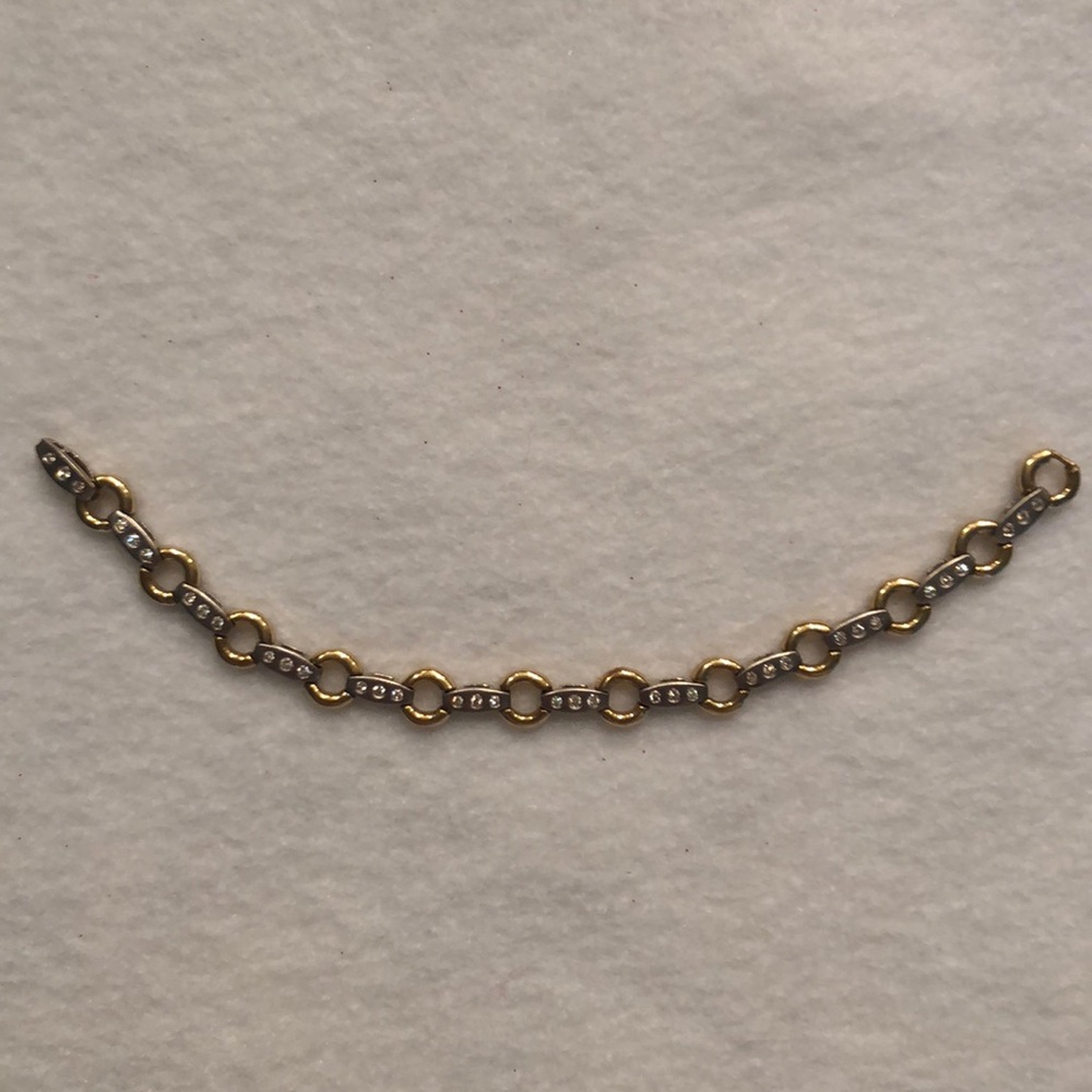 14 Karat Gold with Sterling and Diamond Bracelet